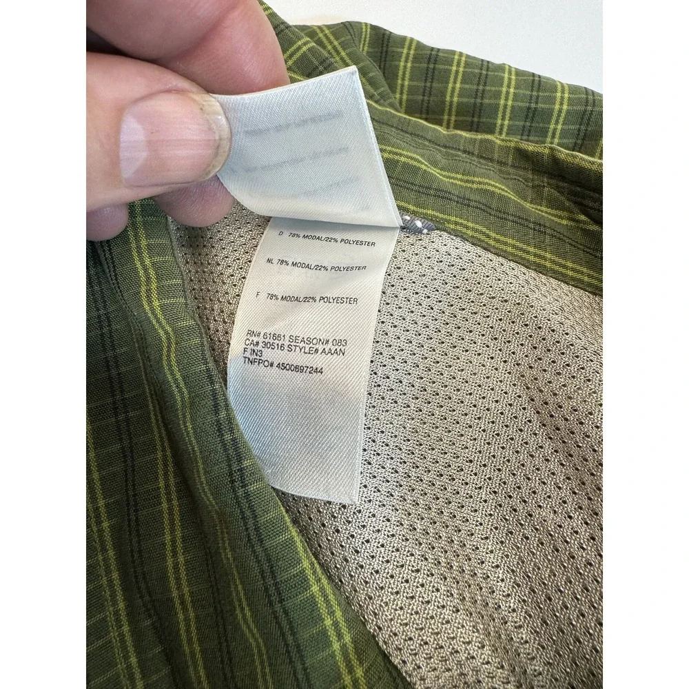 Mens The North Face‎ Long Sleeve Green Plaid Button Up Outdoor Shirt Size XL